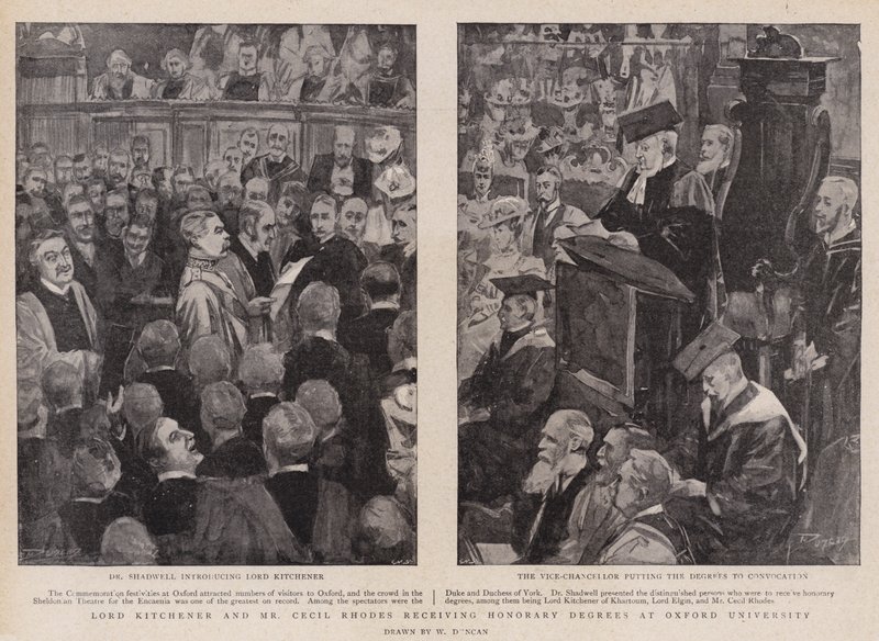 Lord Kitchener and Mr Cecil Rhodes Receiving Honorary Degrees at Oxford University by Walter Duncan