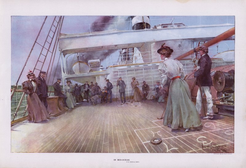 In Mid-Ocean: Passengers Enjoying a Game of Shuffleboard on Board a Ship by Walter Granville Smith