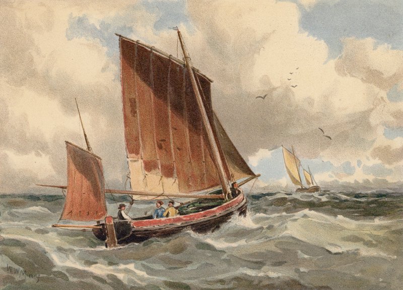 French Lugger Standing Out to Sea by Walter William May