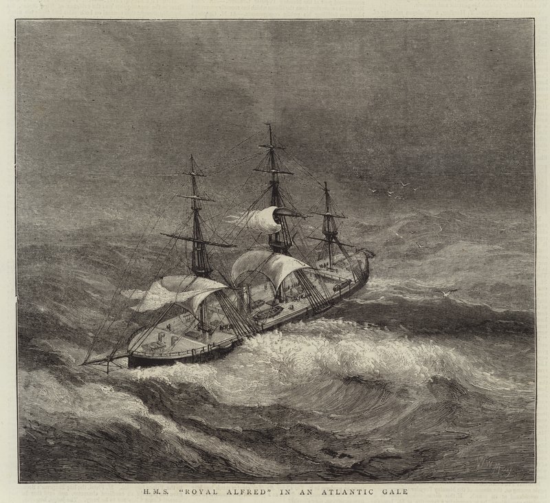 HMS Royal Alfred in an Atlantic Gale by Walter William May