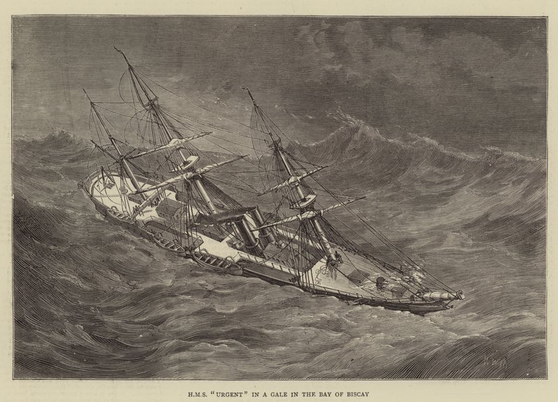 HMS Urgent in a Gale in the Bay of Biscay by Walter William May