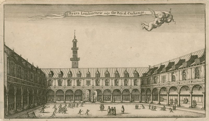 Interior of the Royal Exchange, London by Wenceslaus Hollar