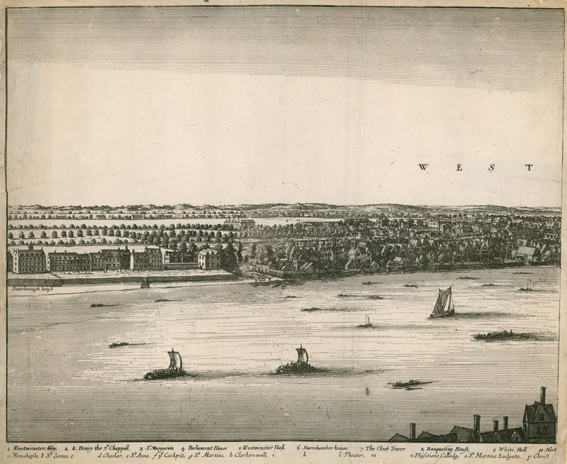 The prospect of London and Westminster taken from Lambeth by Wenceslaus Hollar
