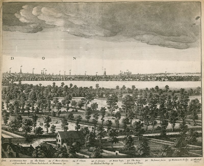 The Prospect of London and Westminster Taken from Lambeth by Wenceslaus Hollar