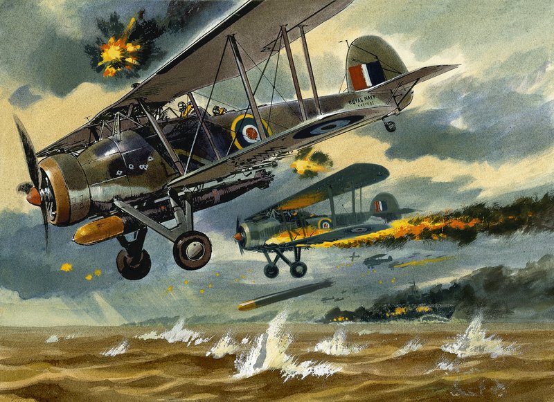 Aircraft under Fire by Wilf (20th century) Hardy