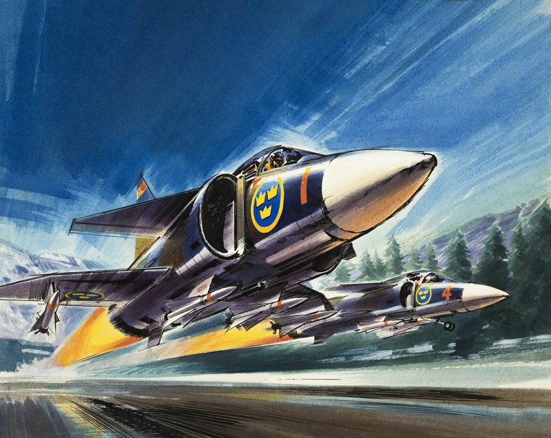 Unidentified Jet Fighter by Wilf (20th century) Hardy