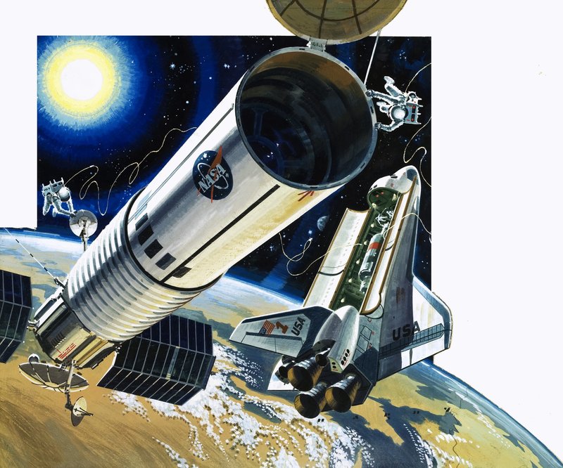Unidentified Space Shuttle Scene by Wilf (20th century) Hardy
