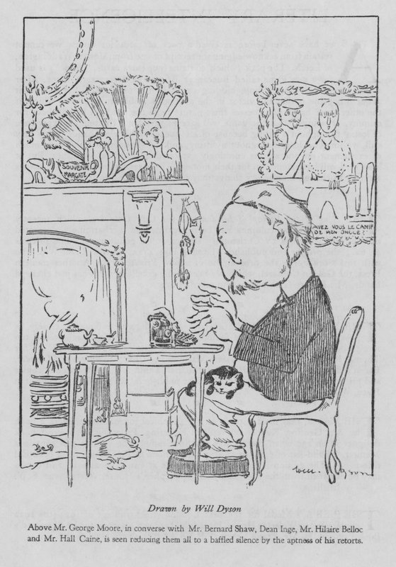 George Moore, Irish author, working at his typewriter by Will Dyson