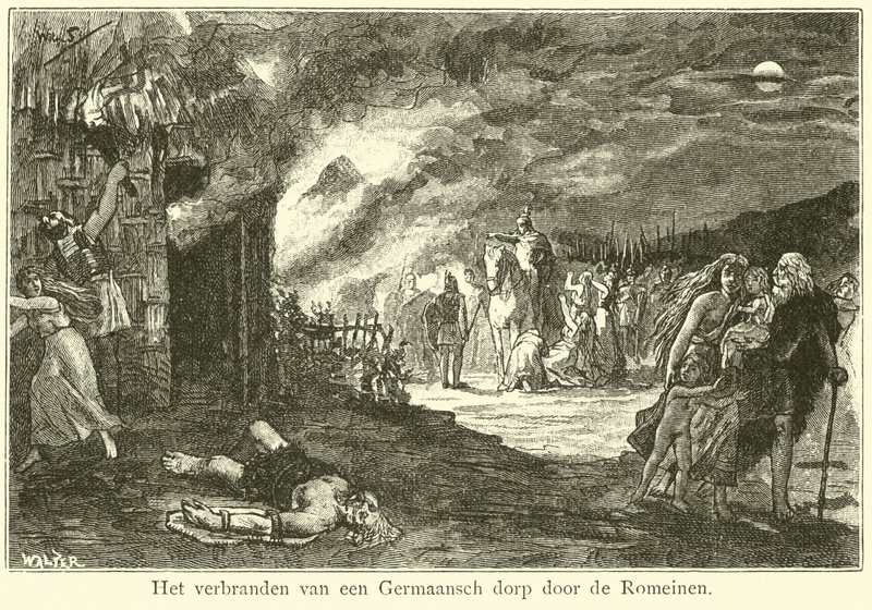 The Burning of a Germanic Village by the Romans by Willem II Steelink