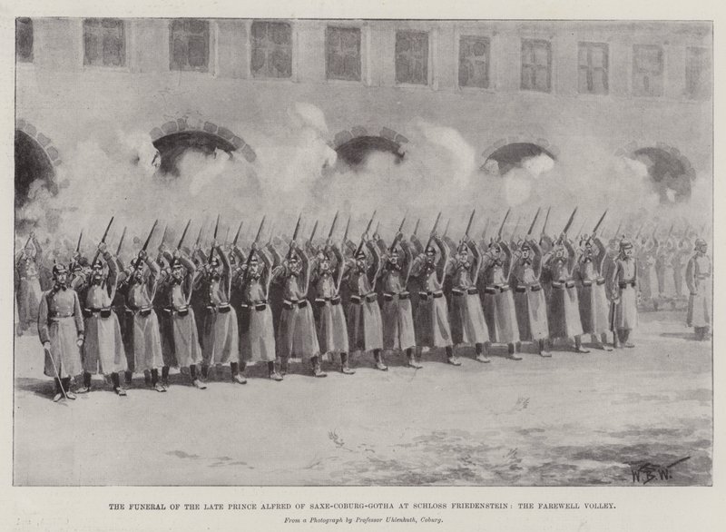 The Funeral of the late Prince Alfred of Saxe-Coburg-Gotha at Schloss Friedenstein, the Farewell Volley by William Barnes Wollen