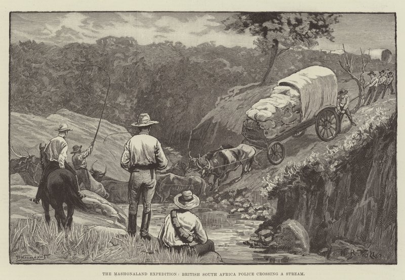 The Mashonaland Expedition, British South Africa Police crossing a Stream by William Barnes Wollen