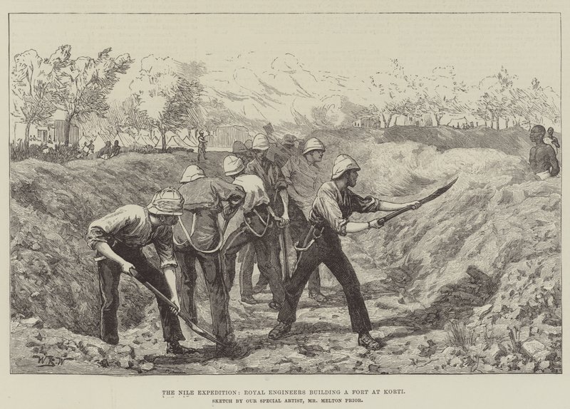 The Nile Expedition, Royal Engineers building a Fort at Korti by William Barnes Wollen