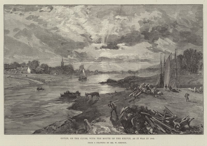 Govan, on the Clyde, with the Mouth of the Kelvin, as it was in 1842 by William Crimea Simpson