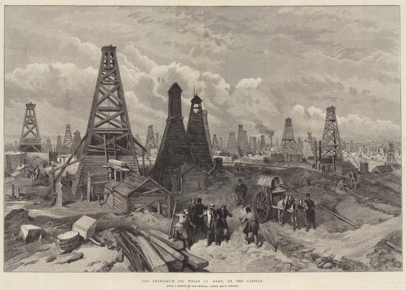 The Petroleum Oil Wells at Baku, on the Caspian by William Crimea Simpson