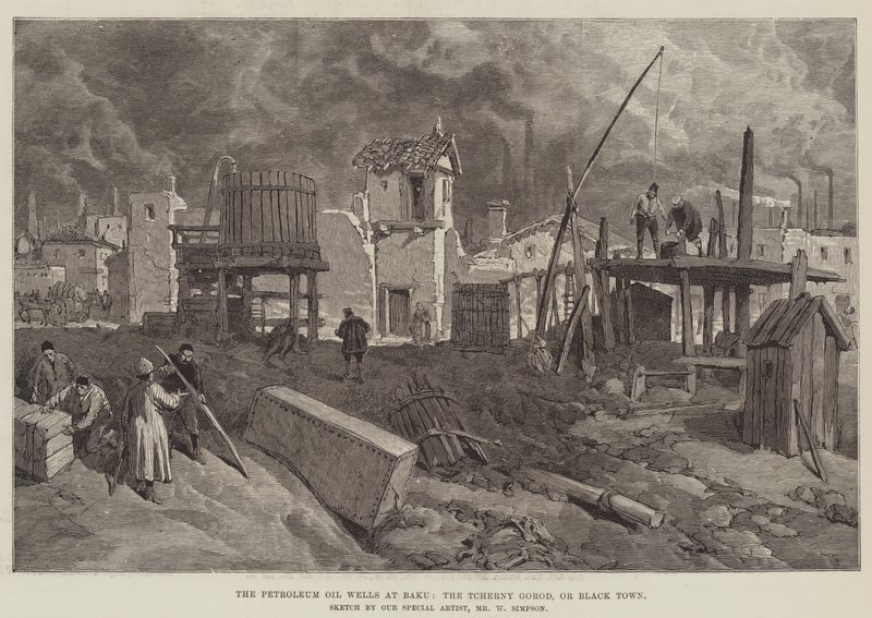 The Petroleum Oil Wells at Baku, the Tcherny Gorod, or Black Town by William Crimea Simpson