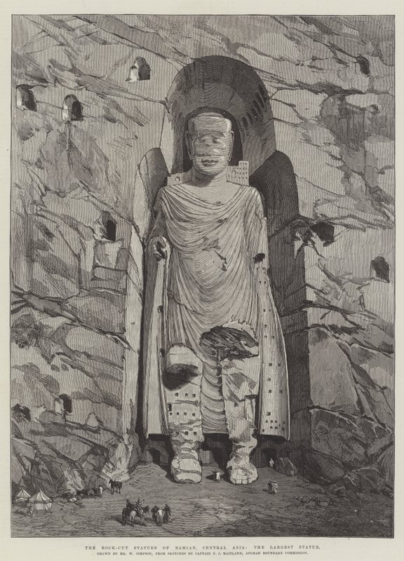 The Rock-Cut Statues of Bamian, Central Asia, the Largest Statue by William Crimea Simpson