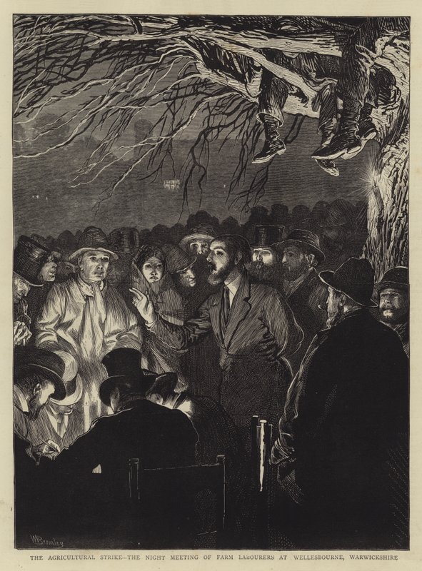 The Agricultural Strike, the Night Meeting of Farm Labourers at Wellesbourne, Warwickshire by William III Bromley