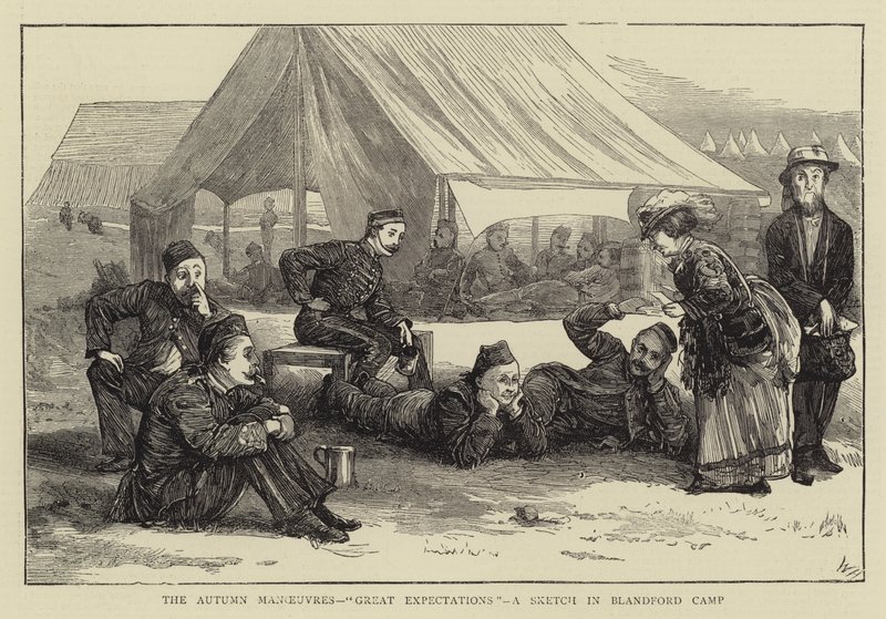 The Autumn Manoeuvres, Great Expectations, a Sketch in Blandford Camp by William III Bromley