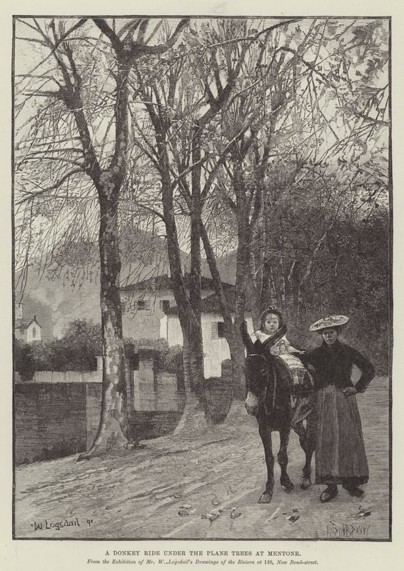 A Donkey Ride under the Plane Trees at Mentone by William Logsdail