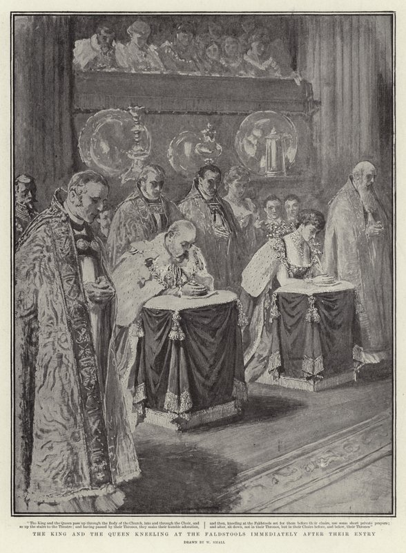 The King and Queen Kneeling at the Faldstools Immediately After Their Entry by William Small