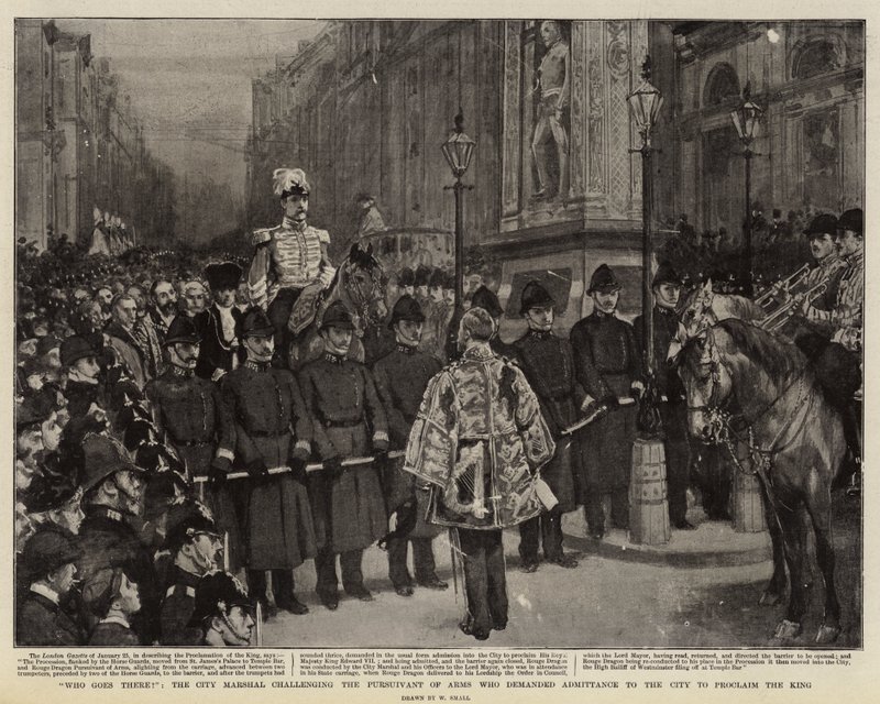 Who goes there, The City Marshal challenging the Pursuivant of Arms who demanded Admittance to the City to proclaim the King by William Small