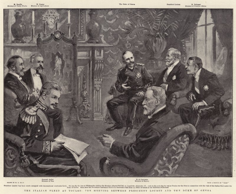 The Italian Fleet at Toulon, the Meeting between President Loubet and the Duke of Genoa by William T. Maud