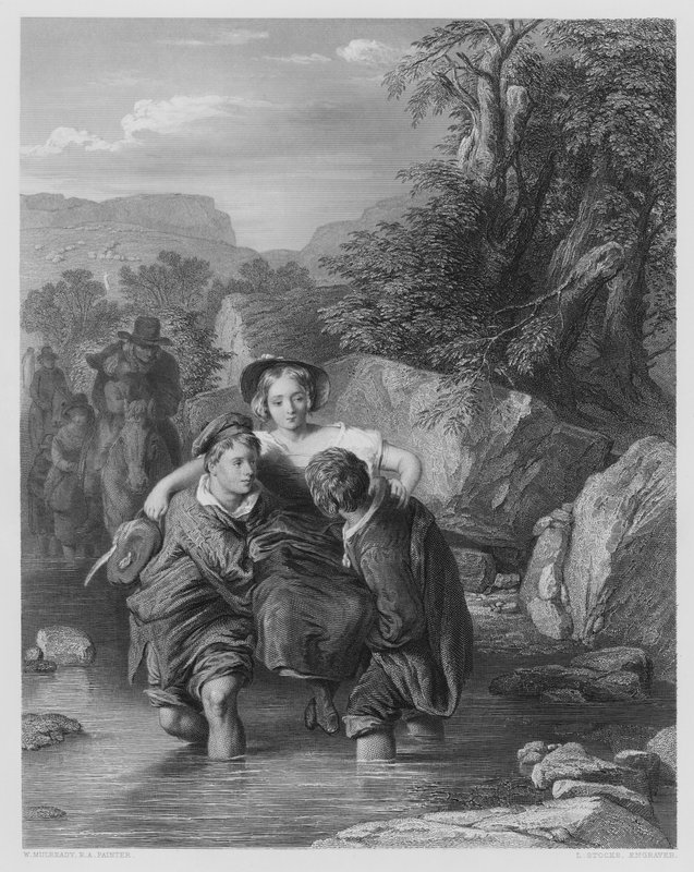 Crossing the Ford, from the picture in the Vernon Gallery by William (after) Mulready