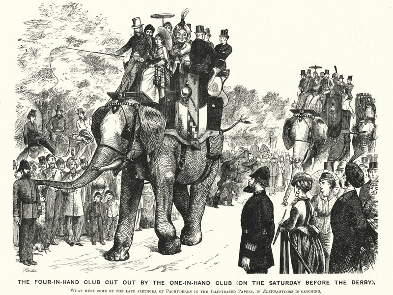 Punch cartoon: The Four-in-Hand Club Cut out by the One-in-Hand Club (on the Saturday Before the Derby) by William (after) Ralston