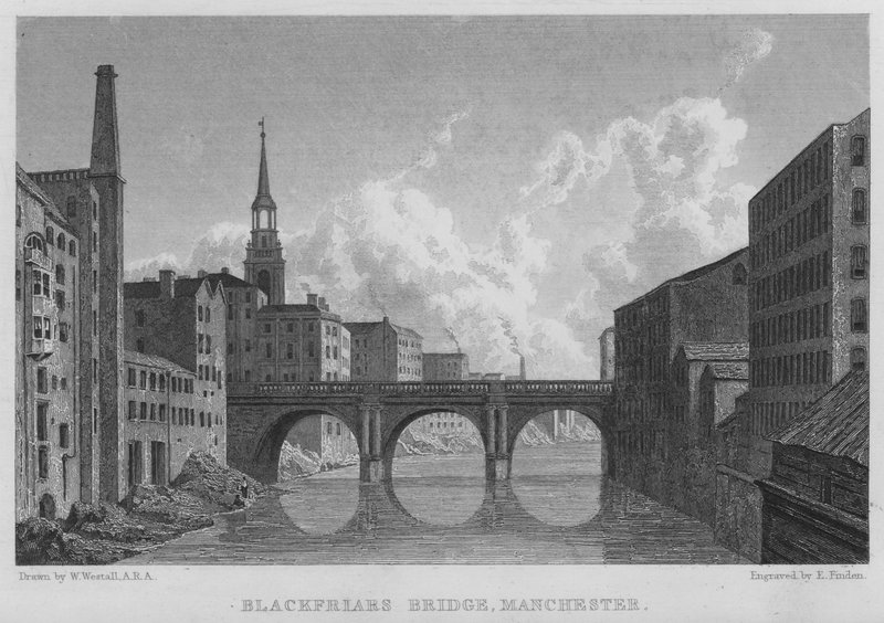 Blackfriars Bridge, Manchester by William (after) Westall