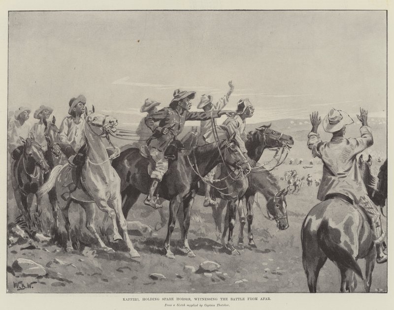 Kaffirs, Holding Spare Horses, Witnessing the Battle from Afar by William Barnes Wollen
