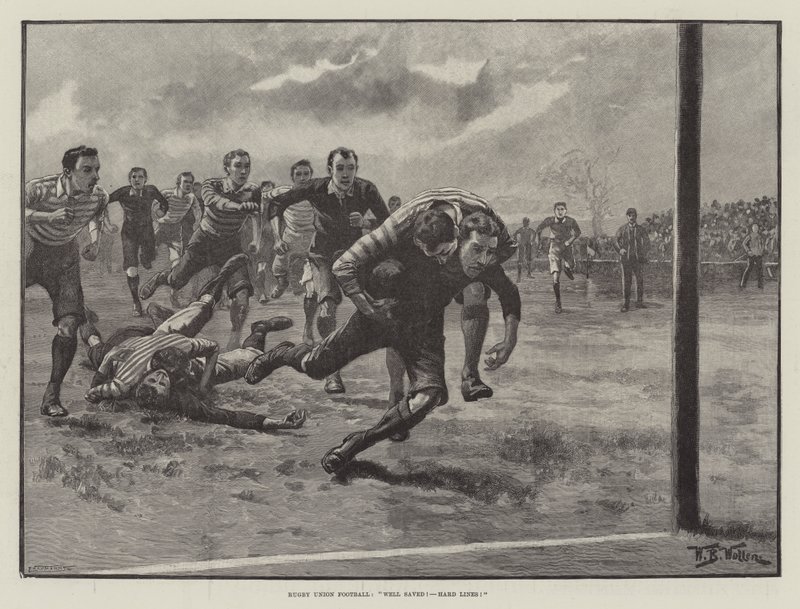 Rugby Union Football, Well Saved! Hard Lines! by William Barnes Wollen