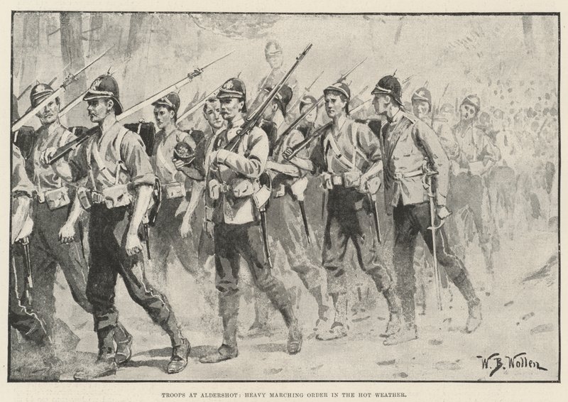 Troops at Aldershot, Heavy Marching Order in the Hot Weather by William Barnes Wollen