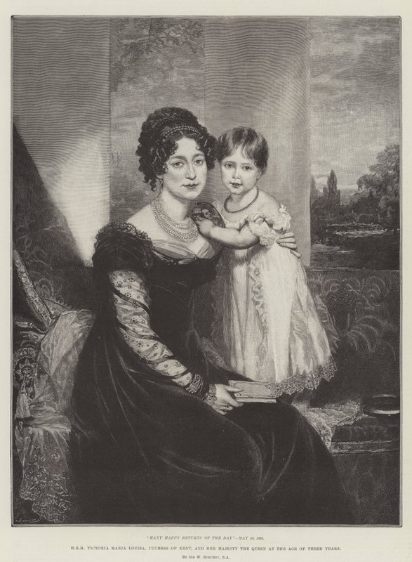 HRH Victoria Maria Louisa, Duchess of Kent, and Her Majesty the Queen at the Age of Three Years by William Beechey