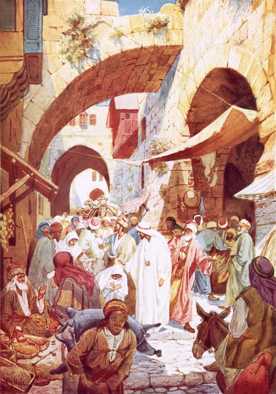 Jesus healing a woman in the crowd while on the way to the house of Jairus by William Brassey Hole