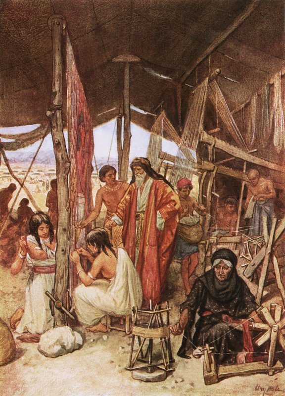 Moses Inspecting the Weaving and Embroidering of the Hangings of the Tabernacle by William Brassey Hole