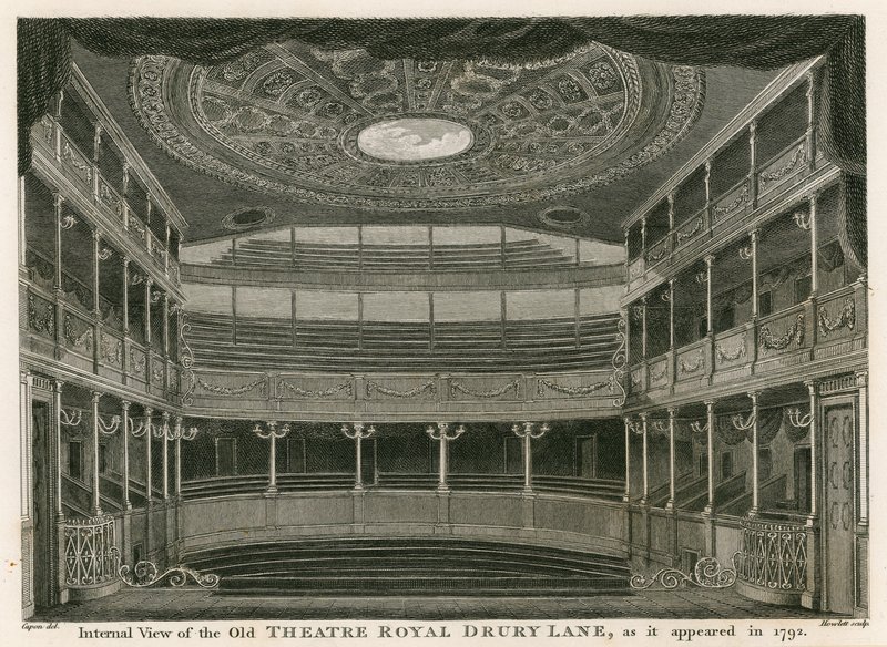 Internal view of the old Theatre Royal, Drury Lane, London, as it appeared in 1792 by William Capon