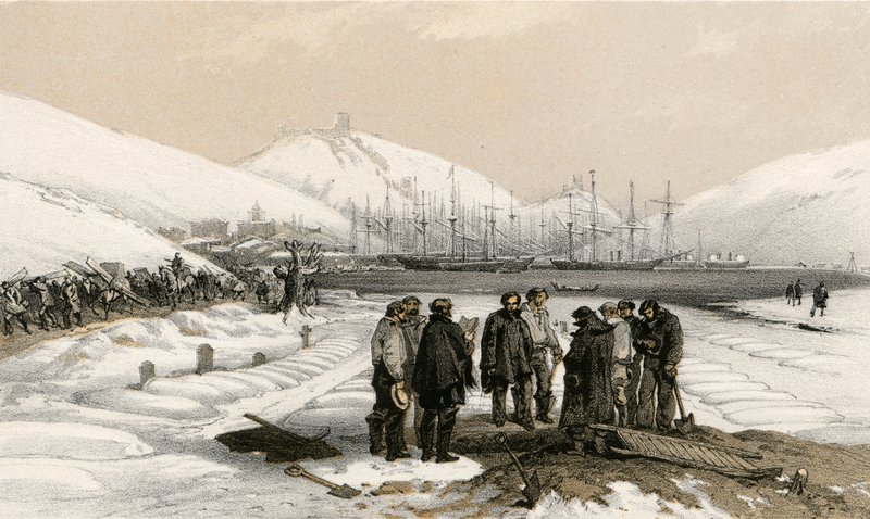 Graves at the Head of the Harbour in Balaklava by William Crimea Simpson