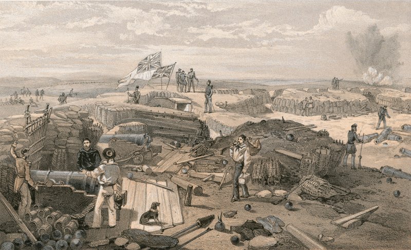 The interior of the Redan, taken from its left face looking towards the Salient angle, looking south by William Crimea Simpson