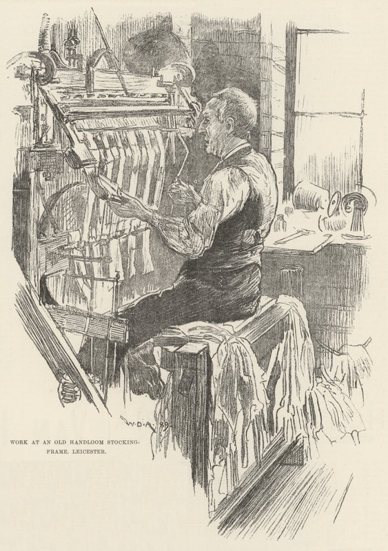 Work at an Old Handloom Stocking-Frame, Leicester by William Douglas Almond