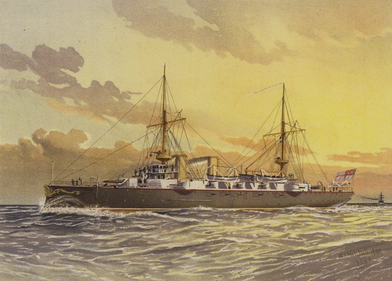 HMS Undaunted, 1st class cruiser - belted by William Frederick Mitchell