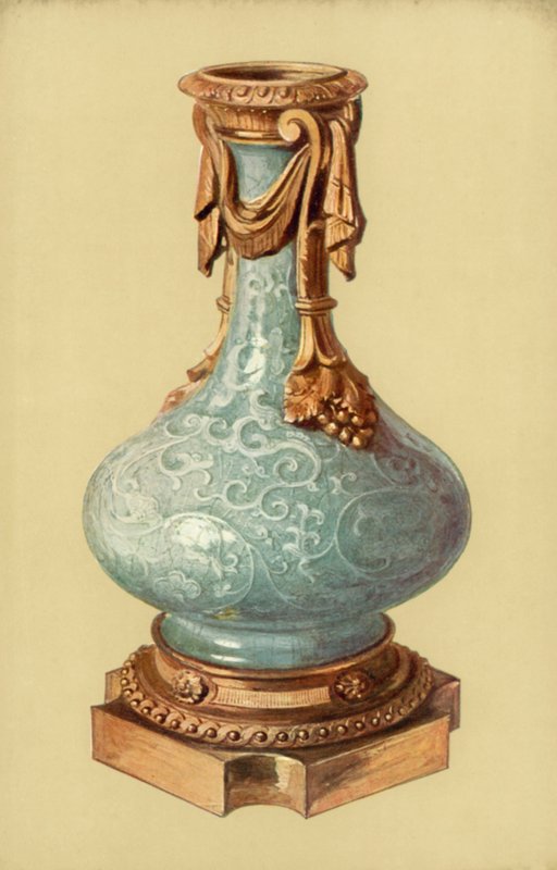 Vase, Chinese Celadon Ware with Louis XVI, Ormolu Mount by William Gibb