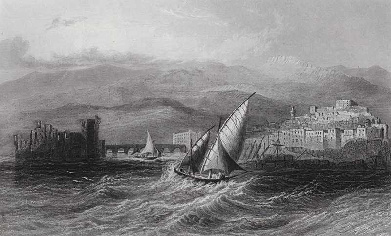 Sidon and Mount Lebanon, from the Sea by William H. Bartlett