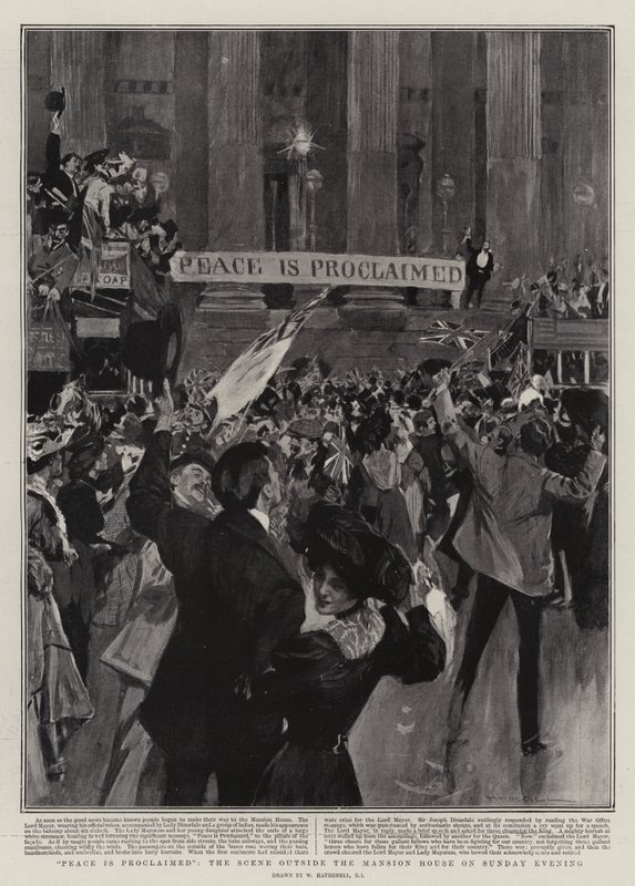 Peace is Proclaimed, the Scene Outside the Mansion House on Sunday Evening by William Hatherell