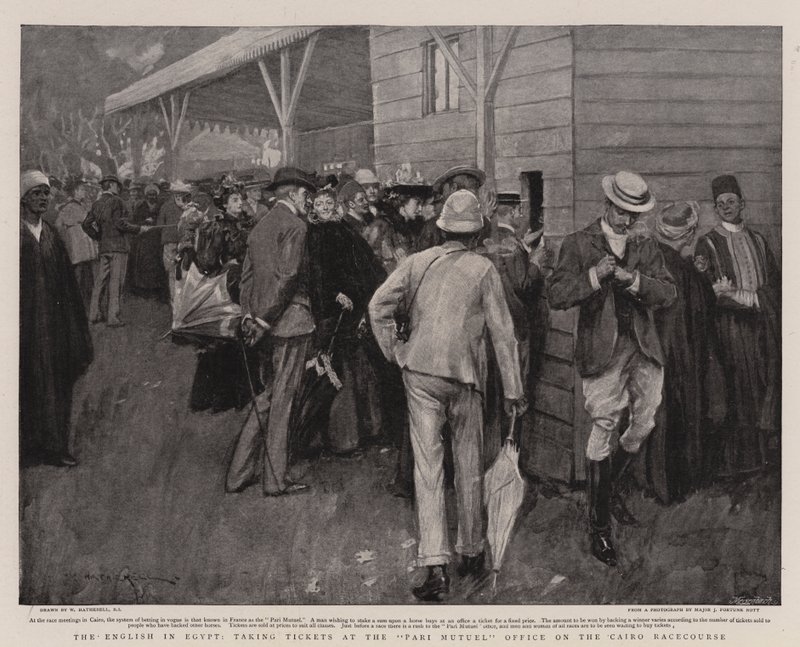 The English in Egypt, Taking Tickets at the Pari Mutuel Office on the Cairo Racecourse by William Hatherell