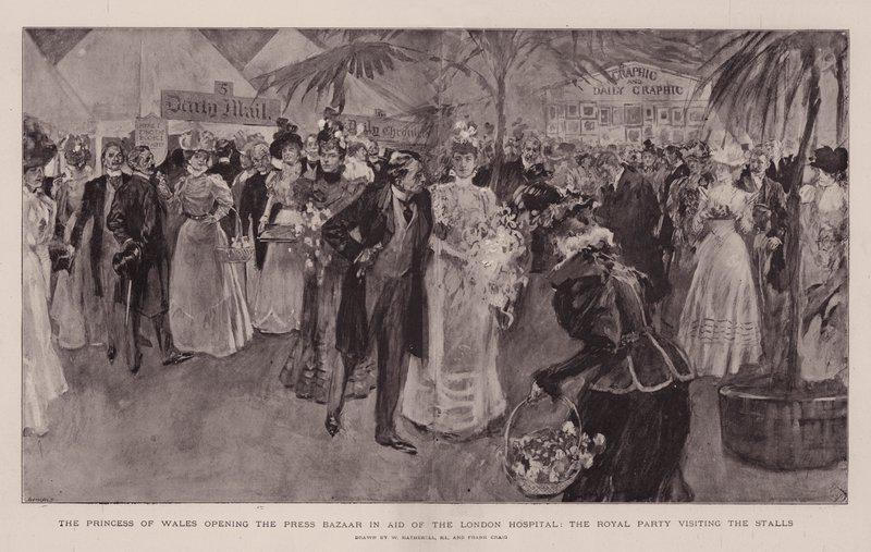 The Princess of Wales Opening the Press Bazaar in Aid of the London Hospital, the Royal Party Visiting the Stalls by William Hatherell