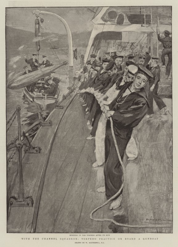 With the Channel Squadron, Torpedo Practice on Board a Gunboat by William Hatherell
