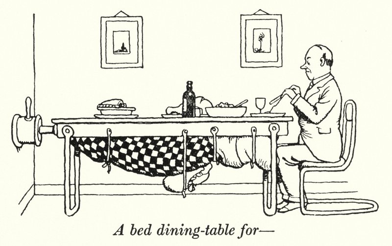 A Bed Dining-Table by William Heath Robinson