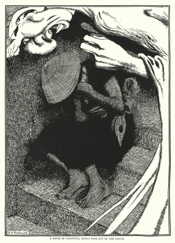 A Genie of Frightful Aspect Rose Out of the Earth by William Heath Robinson