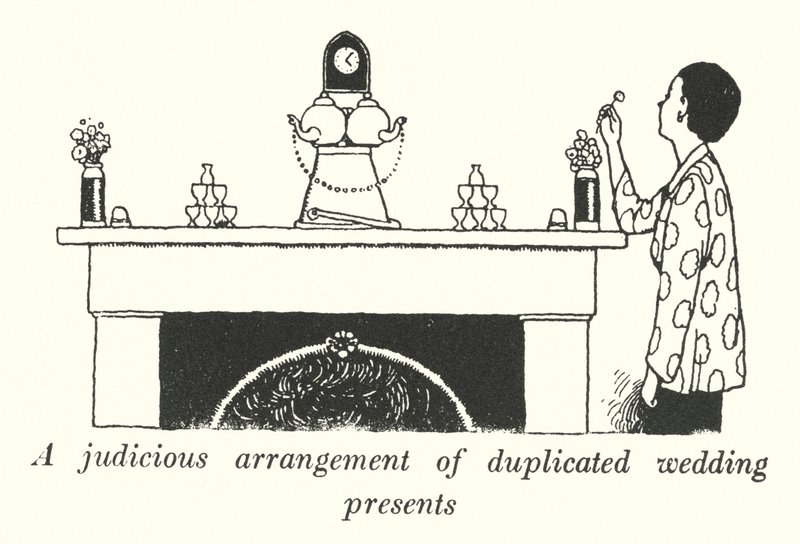 A Judicious Arrangement of Duplicated Wedding Presents by William Heath Robinson