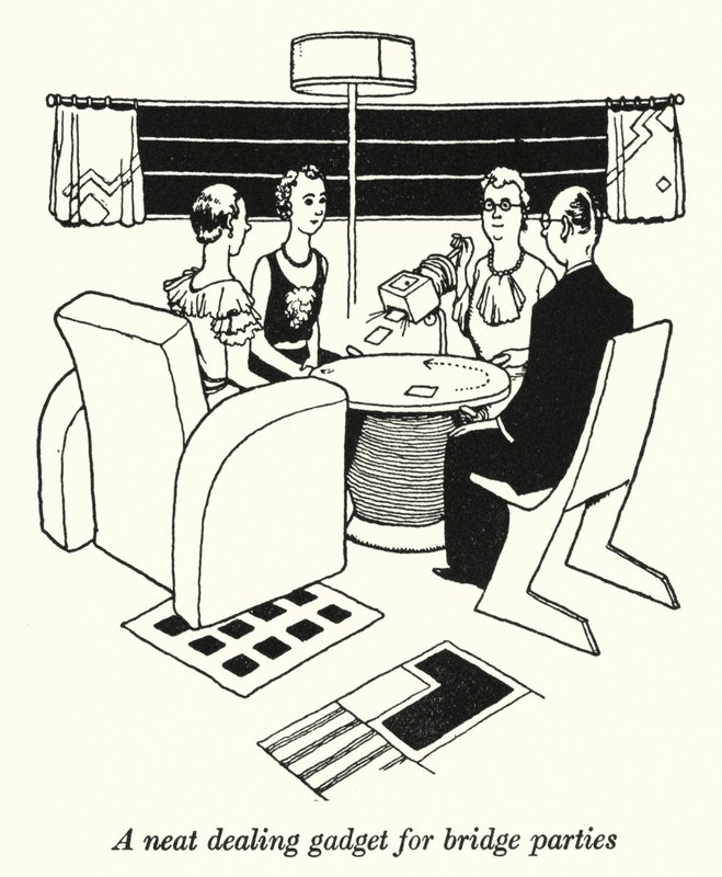 A Neat Dealing Gadget for Bridge Parties by William Heath Robinson